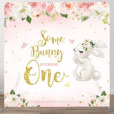 Aperturee - Aperturee Flower And Rabbit Fabric Backdrop Cover for Birthday